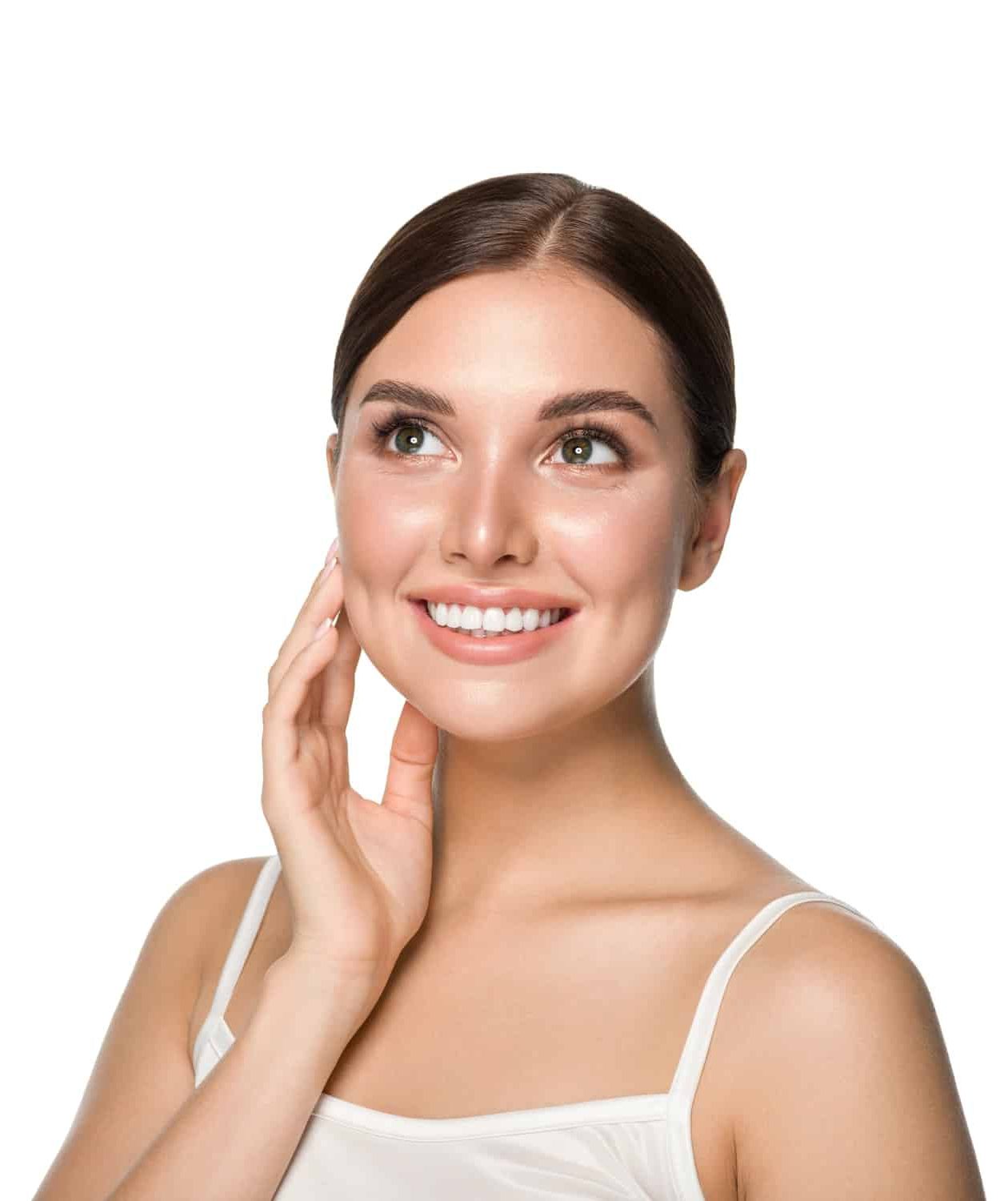 Healthy teeth smile woman beauty skin cosmetic spa portrait